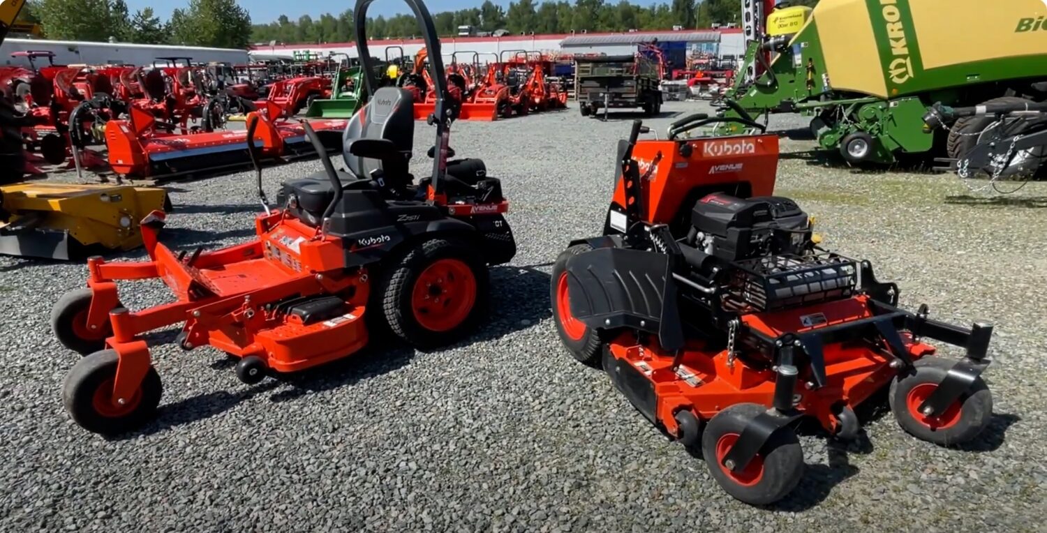 Kubota Commercial Mower Comparison: SZ26-52-2 Stand-On Mower vs. Z751KWI Zero Turn Mower
